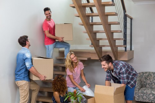 Secure furniture storage facility in Bromley with neatly arranged household items