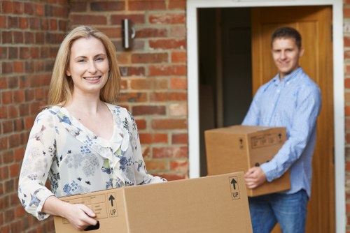 Packed boxes and furniture ready for Bromley removals