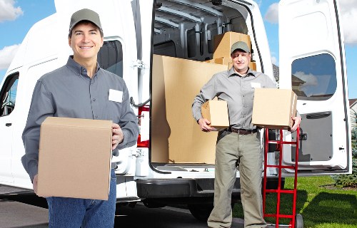 Professional man and van transport for bulky belongings