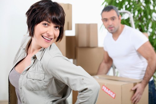 Commercial moving team handling office furniture and equipment in Bromley